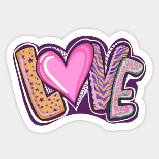 Retro Valentine Love with Hearts Sticker